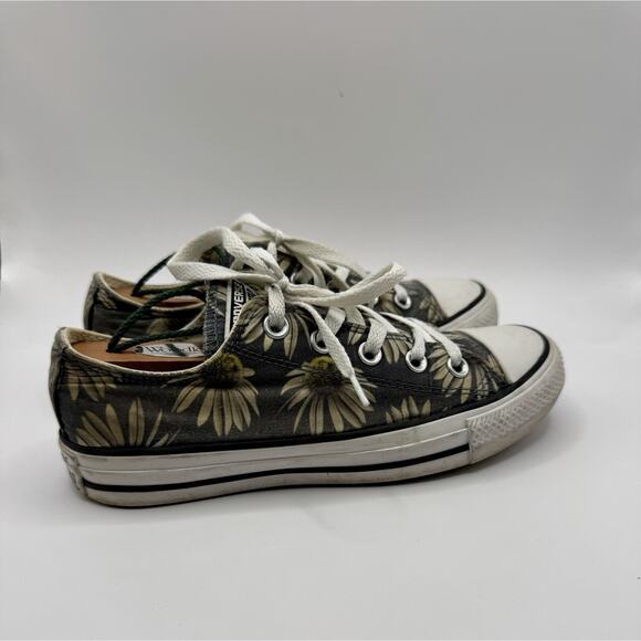 Converse All Star Floral Daisy Low Top Sneakers Womens Size 6 Gray - Picture 10 of 10